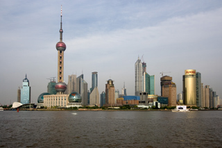 Photograph of skyscrapers in Shanghai, People's Republic of China. Photograph of skyscrapers in Shanghai, People's Republic of China.