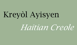 Text graphic of the words Haitian Creole. Text graphic of the words Haitian Creole.