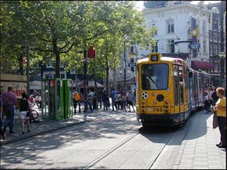 Photo of a tram in Amsterdam. Photo of a tram in Amsterdam.